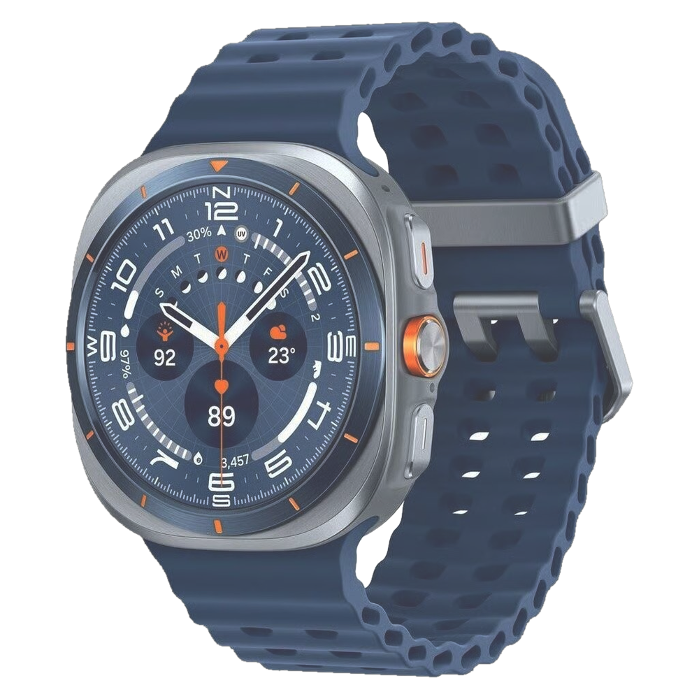 Samsung Galaxy Watch Ultra titane, bracelet bleu