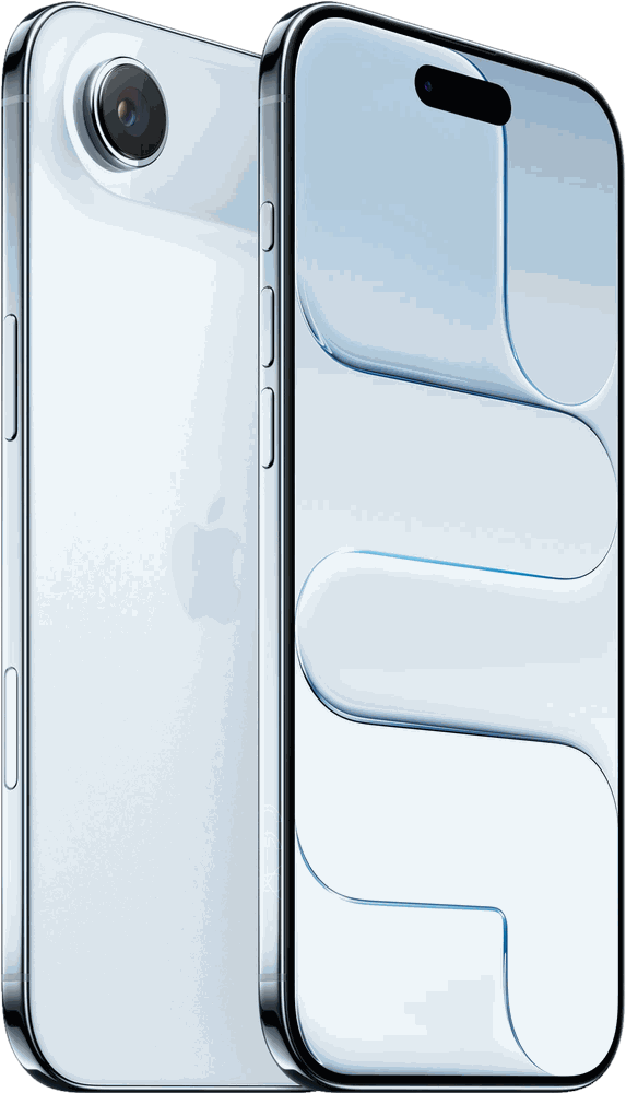 iPhone Air bleu ciel, faces avant et arriere