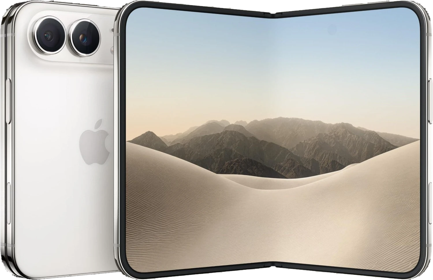 iPhone Duo blanc stellaire, plié et déplié