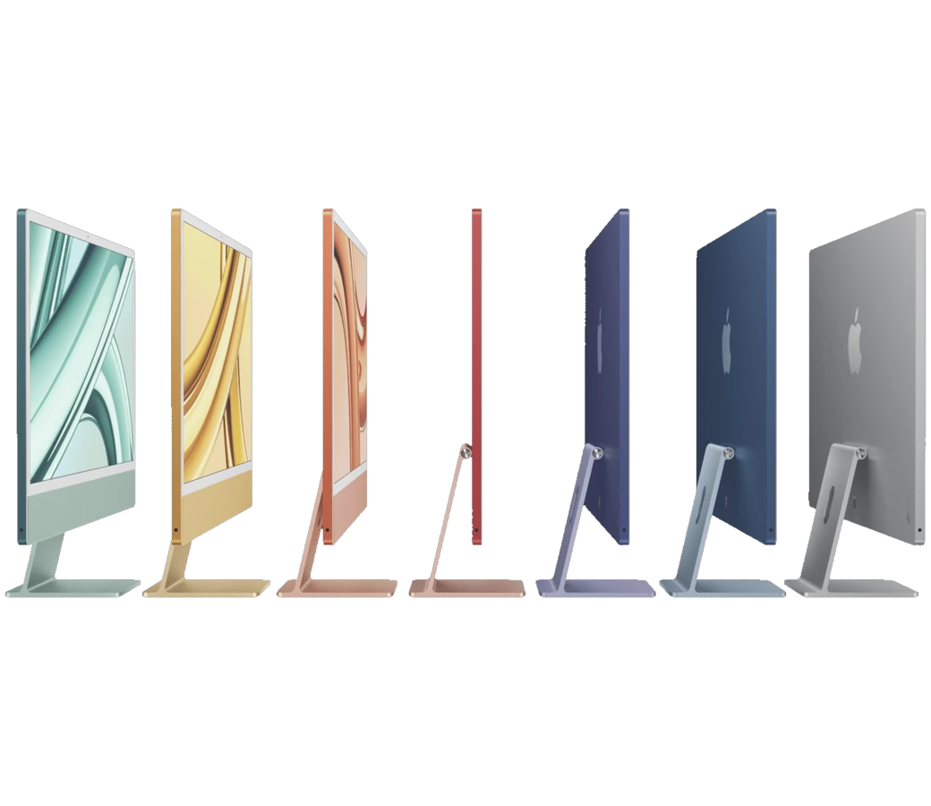 iMac 24 pouces, les sept coloris de profil