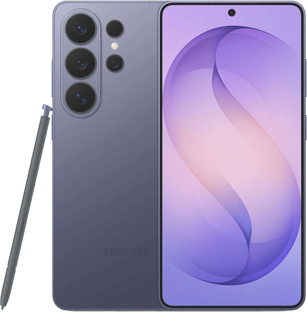 Samsung Galaxy S26 Ultra Cobalt Violet, de dos et de face avec son S Pen
