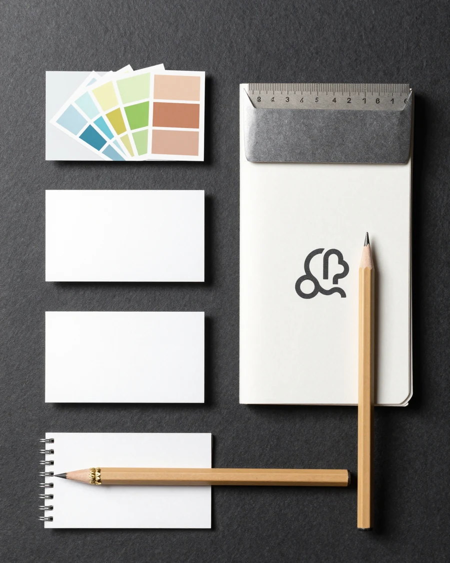 Kit d'identité de marque : nuancier, cartes et croquis