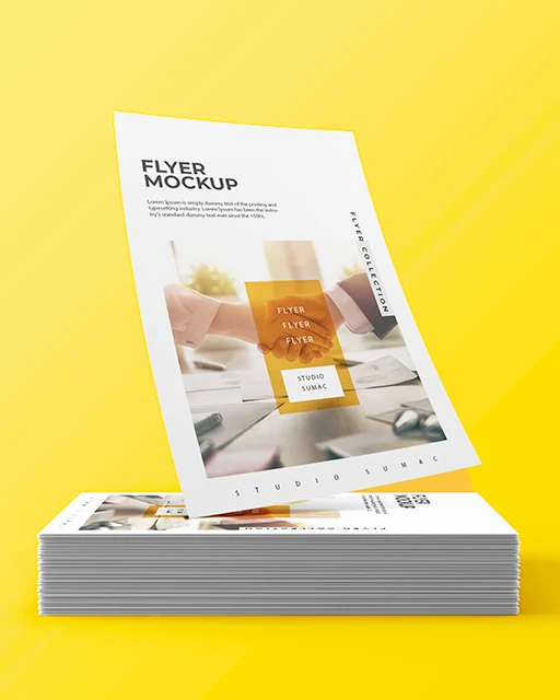 Flyer promotionnel imprimé, présenté debout