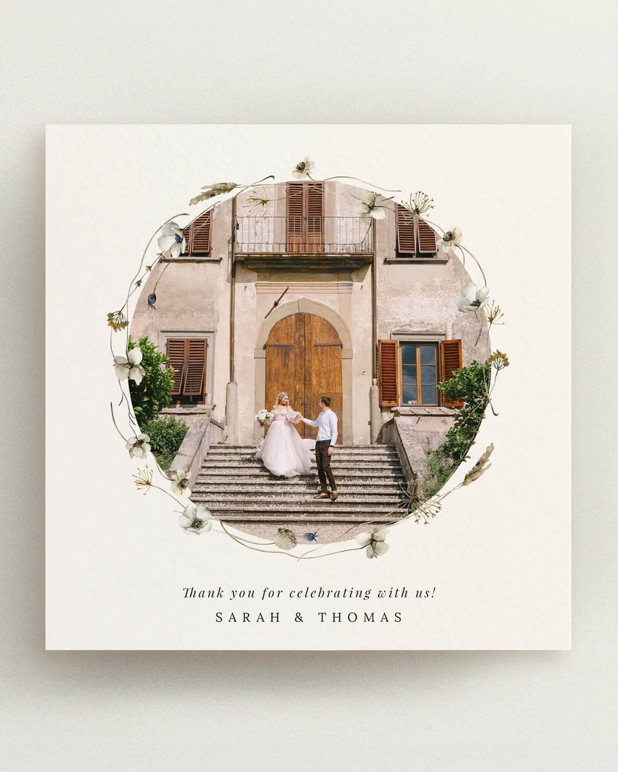Carte de remerciement de mariage avec photo