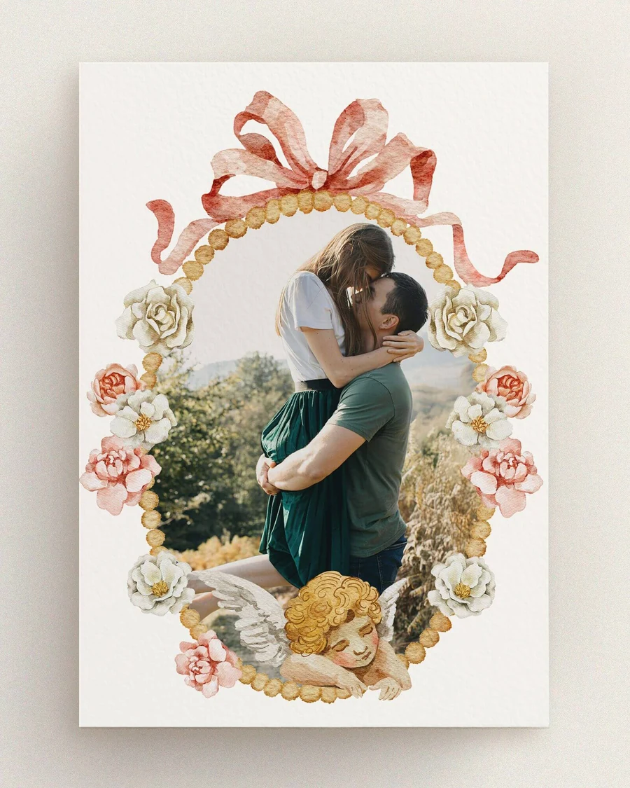 Invitation de fiançailles avec photo du couple